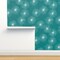 Mid Century Mod Circle Snowflake Minimalist Geo Dandelion White Blue Mod Christmas Custom Removable Wallpaper by Spoonflower Peel & Stick Wallpaper 2FT Wide